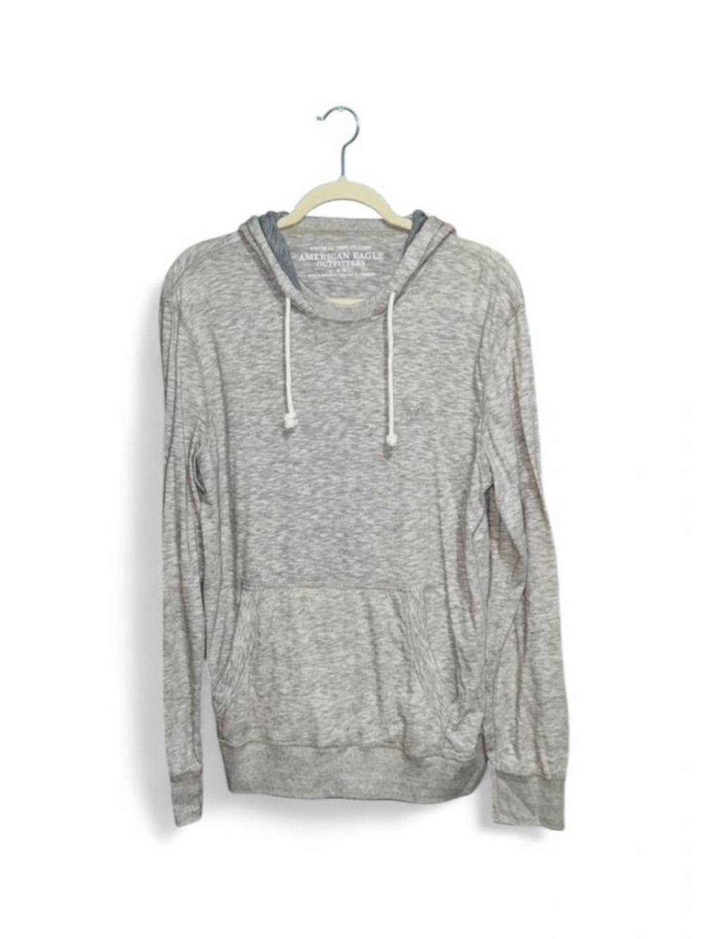 American Eagle Men’s Light Grey Athletic Fit Cowl Neck Hoodie Size Medium